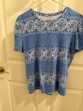 Talbots 95% cotton blue patterned shirt